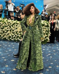 Cardi B’s Forest Green Victorian-Inspired Suit- top 5 Met Gala 2025 looks
